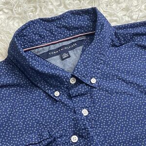 Tommy Hilfiger Button Down Short Long Sleeved Navy Blue XXL